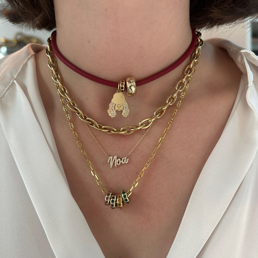 Gold Spaniel Charm with Diamonds