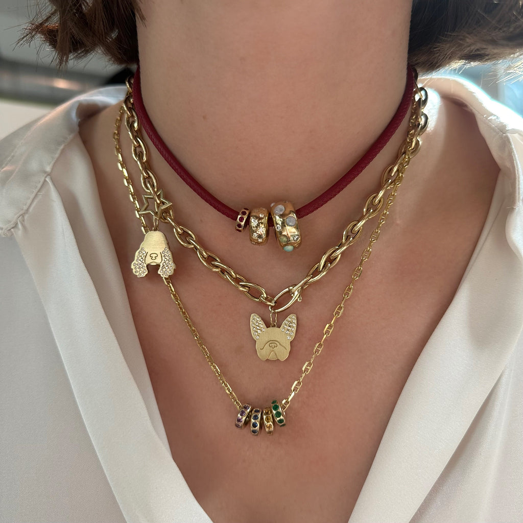 Gold Spaniel Charm with Diamonds