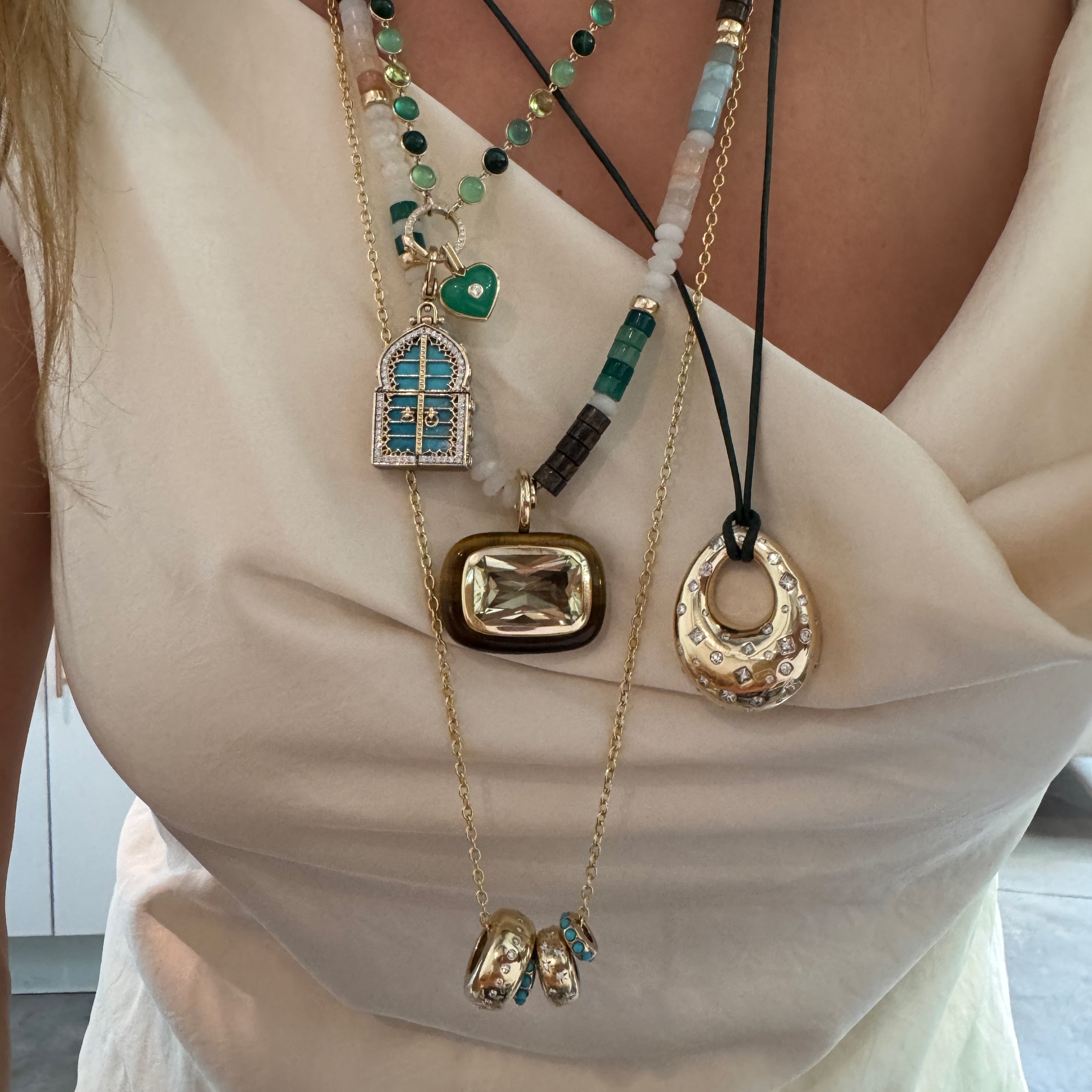 Green or Brown Kangaroo Leather Necklace