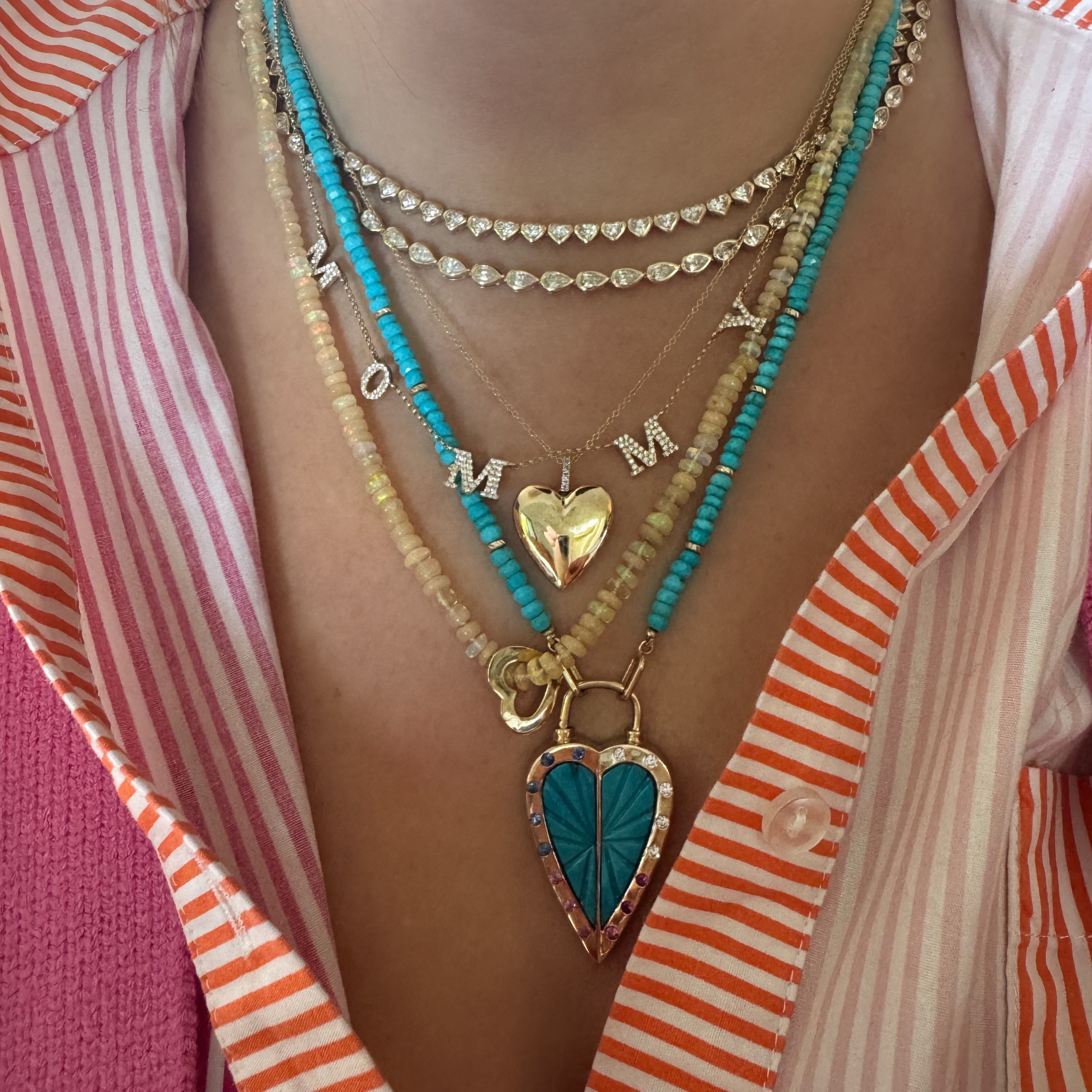 High Polish Heart Necklace with Diamond Bail