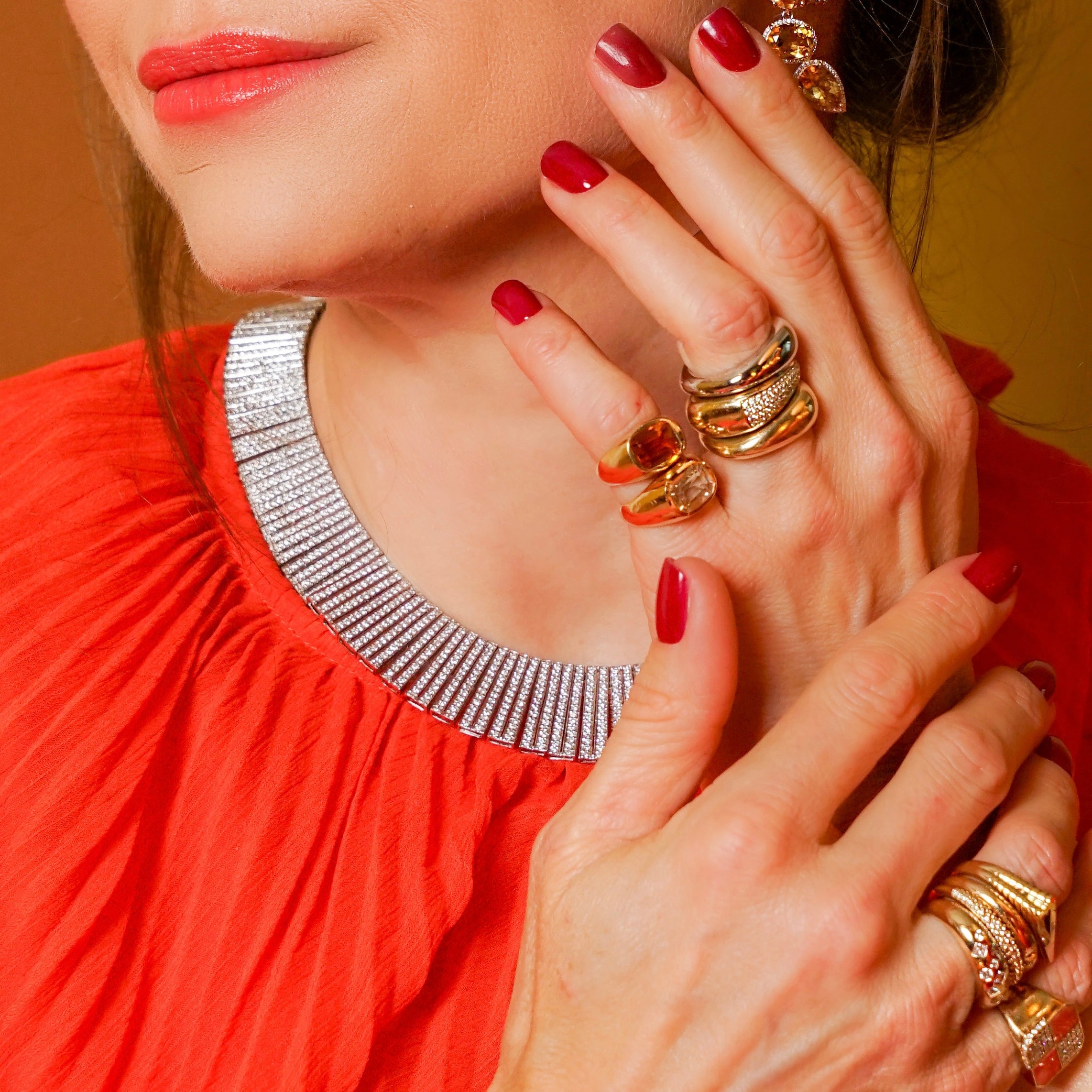 Graduated Statement Diamond Collar Necklace