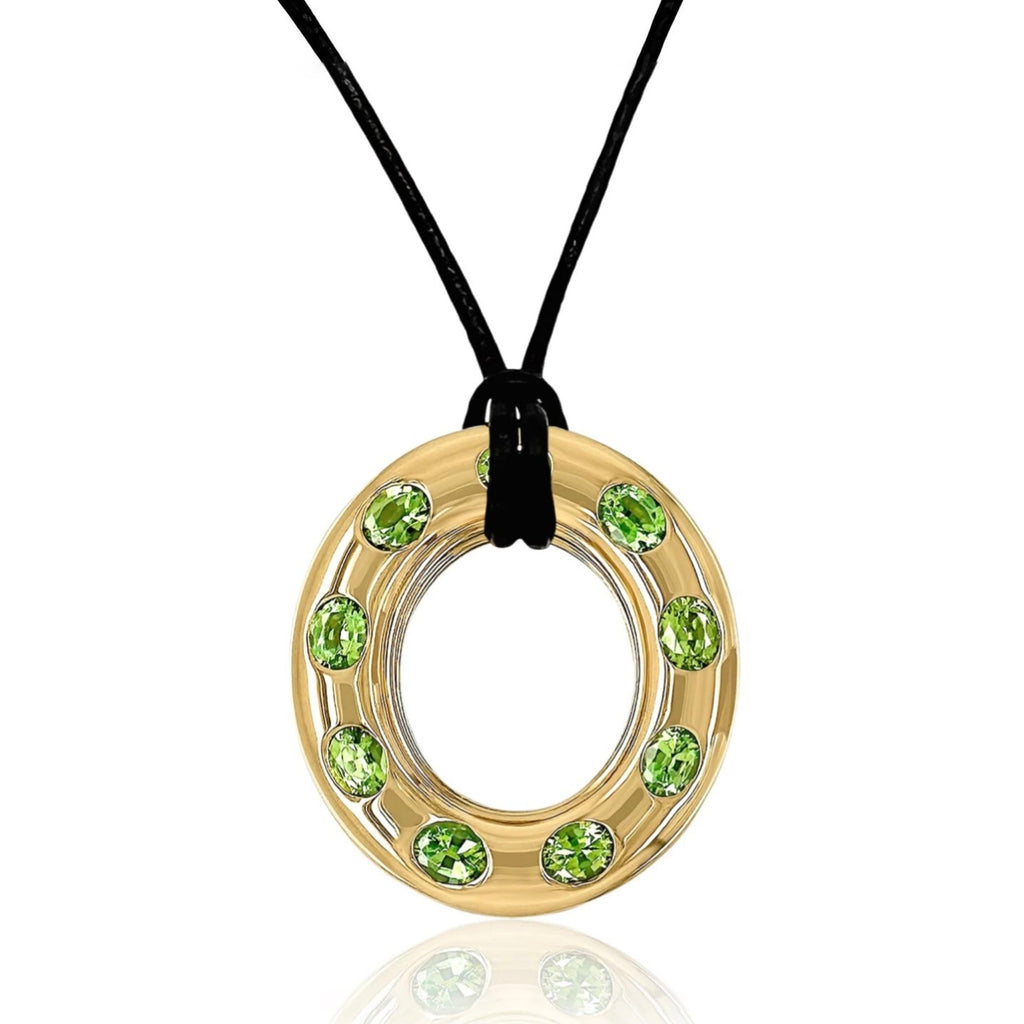 Large Chrome Tourmaline Disc Pendant Necklace