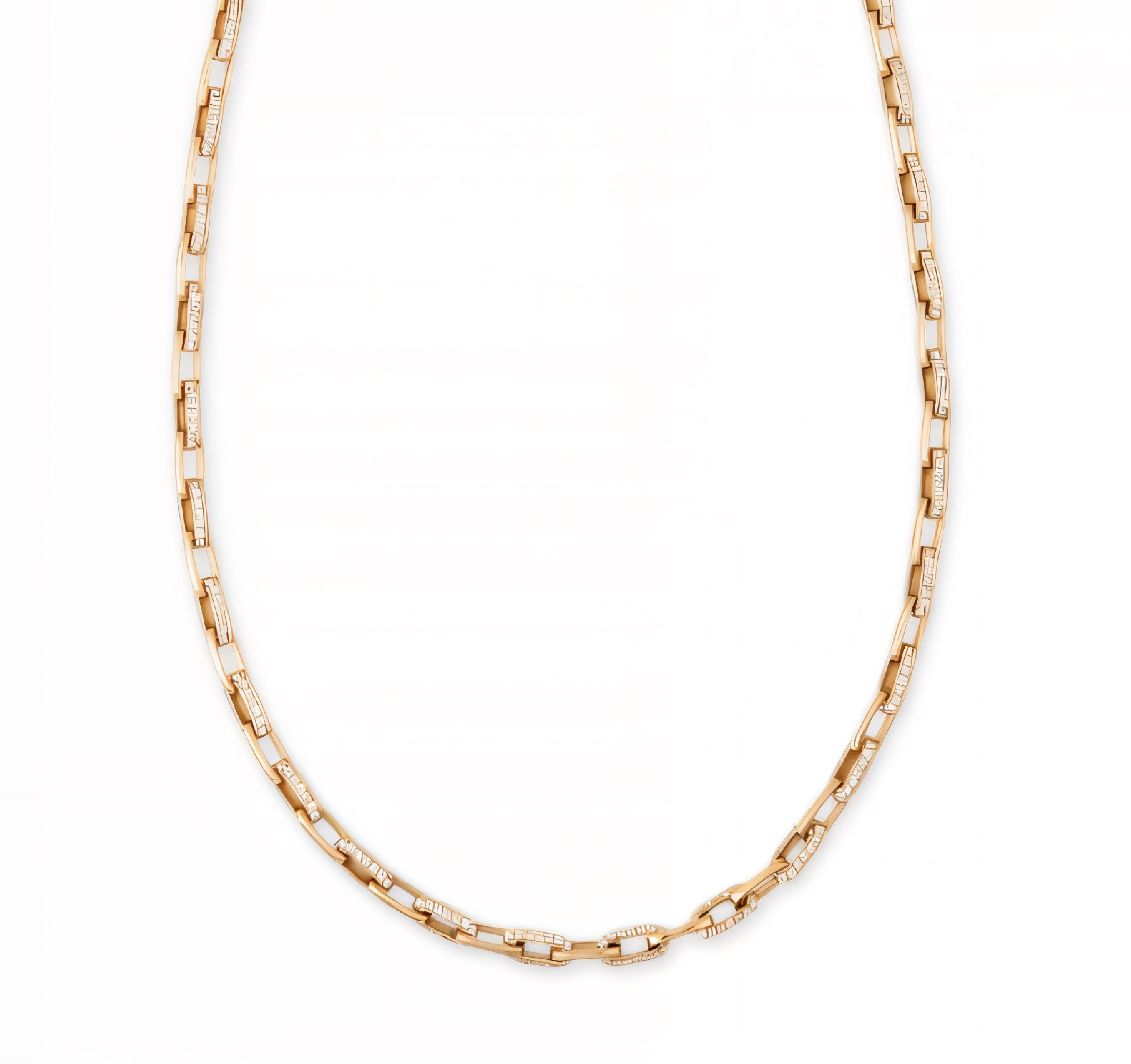 Long Pave Diamond Alternating Large Link Chain Necklace