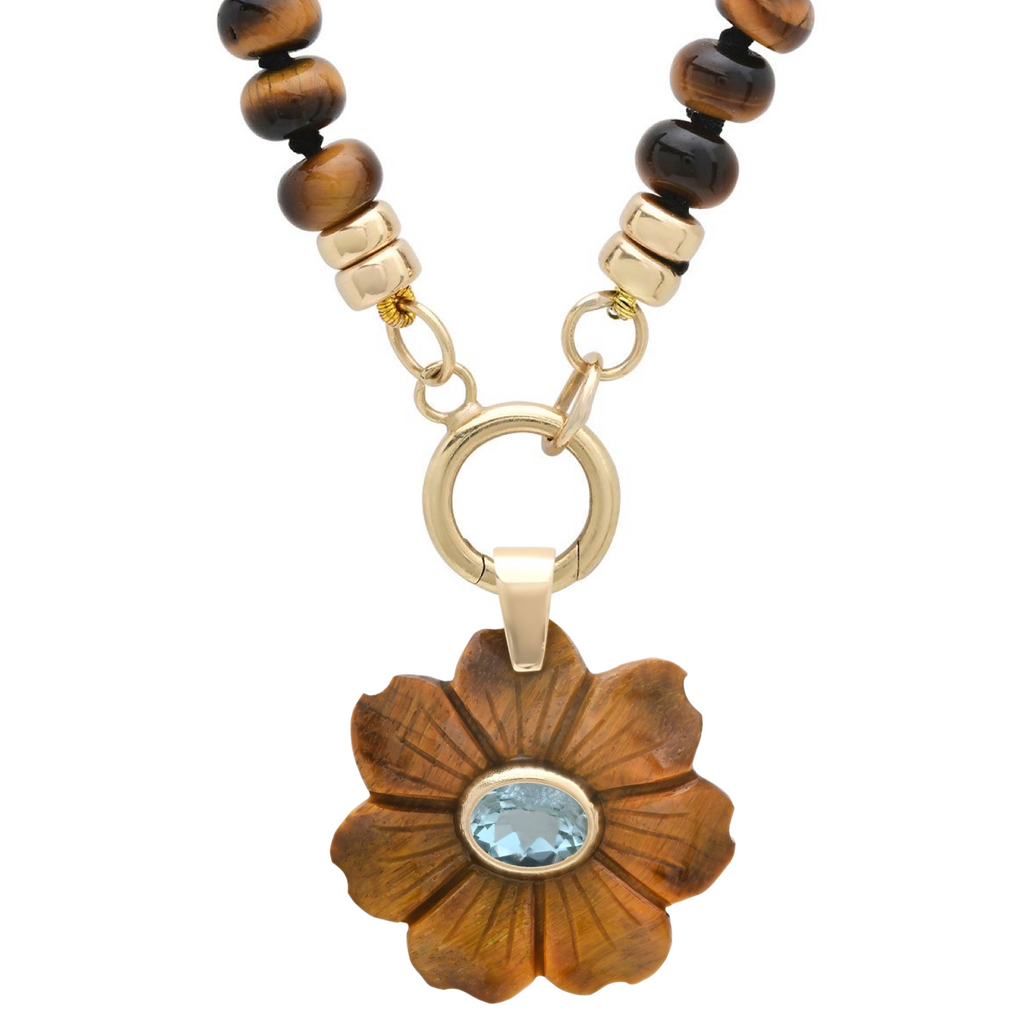 Flora Tigers Eye & Blue Topaz Charm