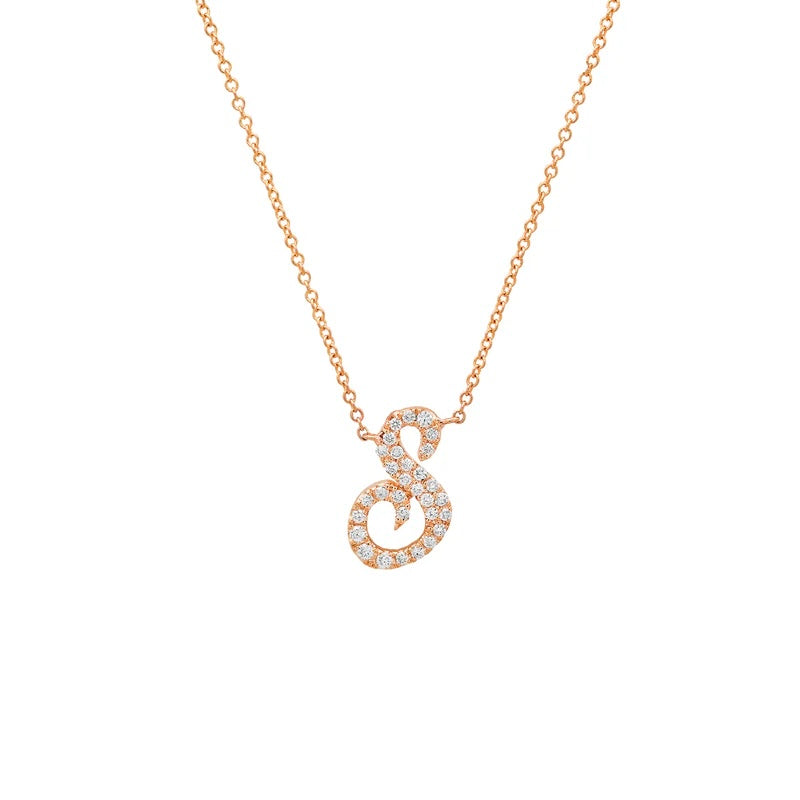 Mini Script Diamond Initial Necklace