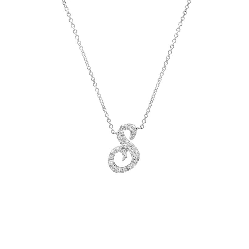Mini Script Diamond Initial Necklace