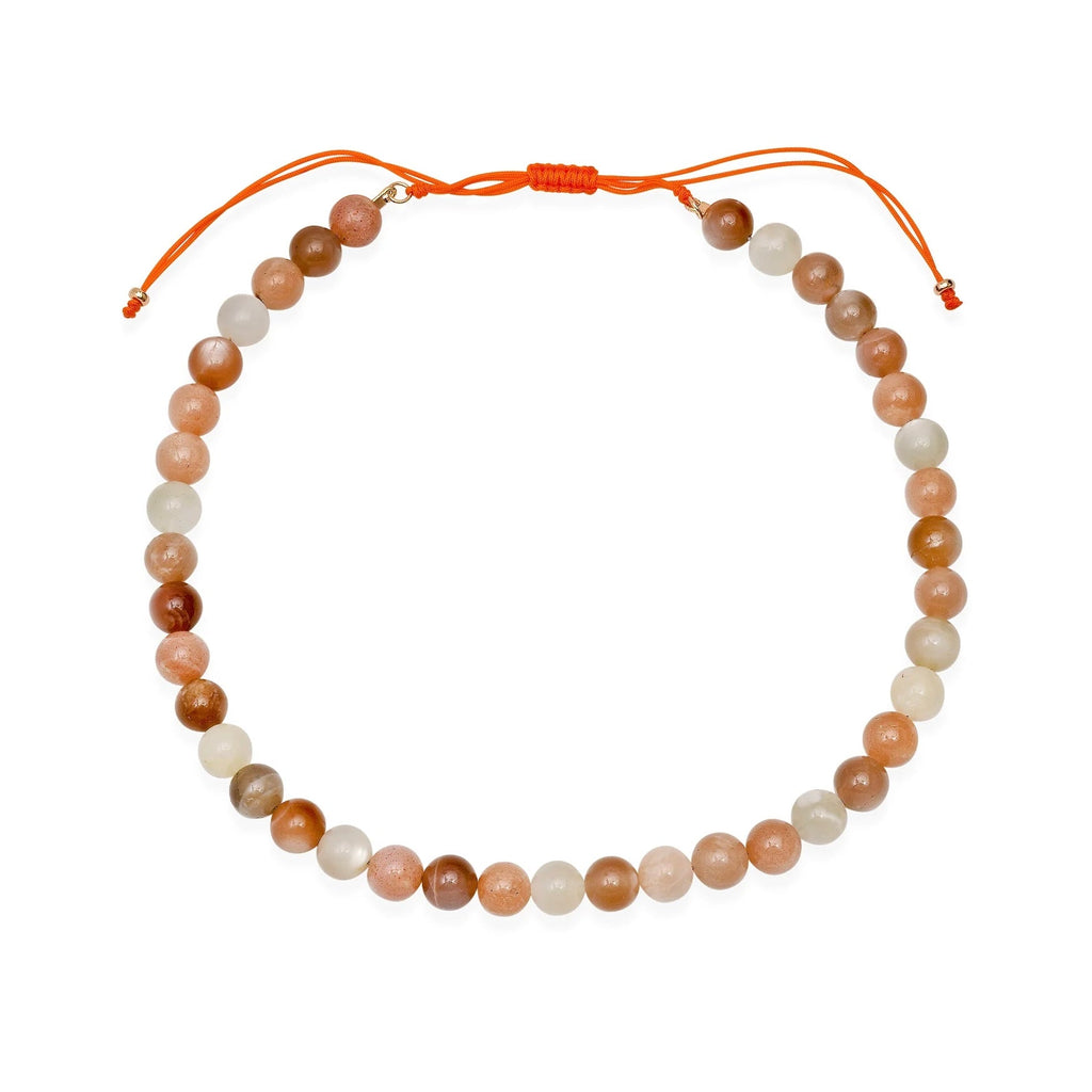 Large Mixed Moonstone Adjustable Beaded Necklace