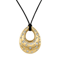 Large Teardrop Diamond Confetti Disc Pendant Necklace