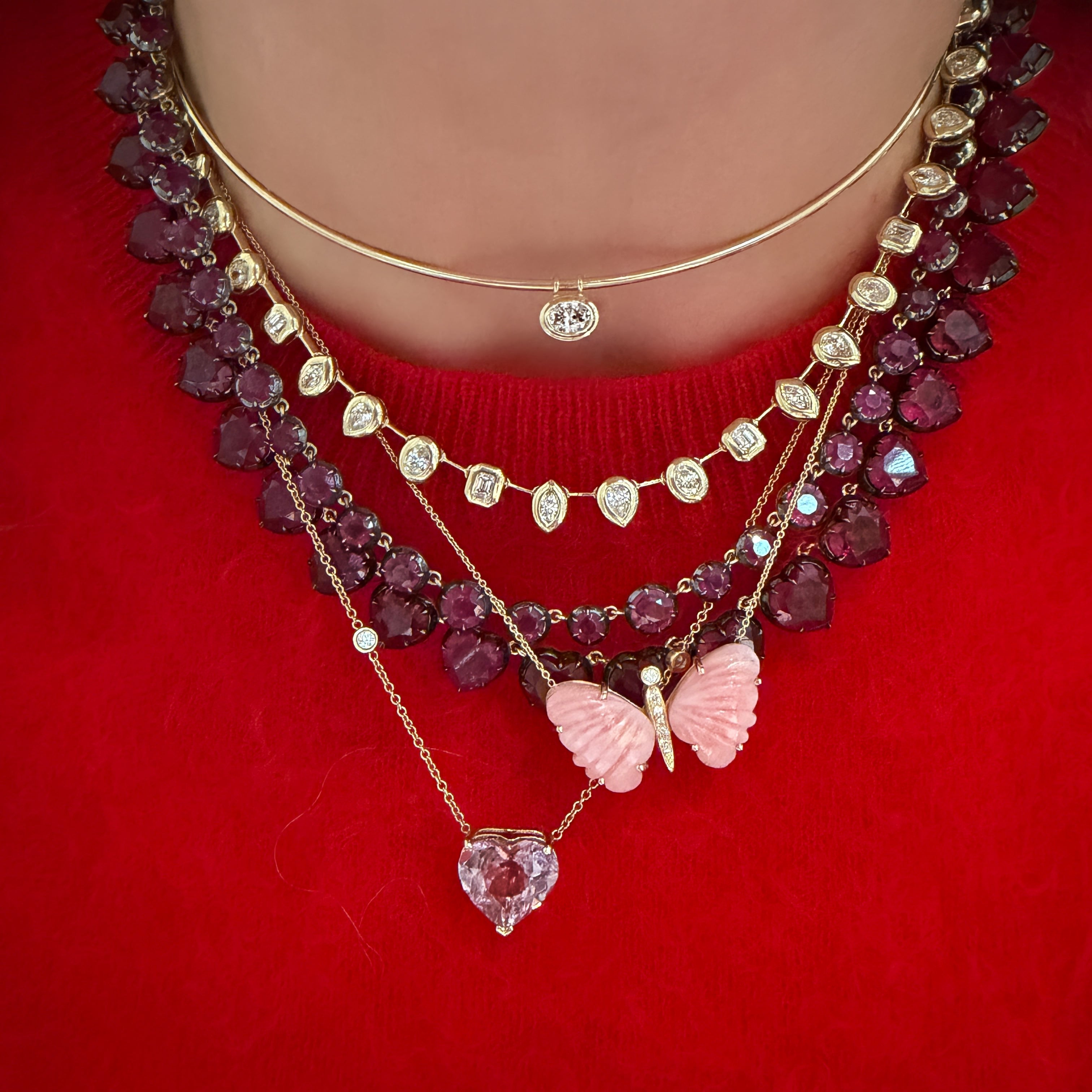 Juicy Mixed Shape Bezel Diamond Tennis Necklace