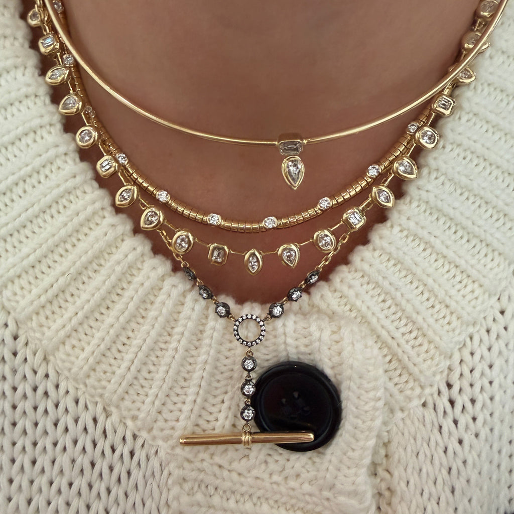 Juicy Mixed Shape Bezel Diamond Tennis Necklace