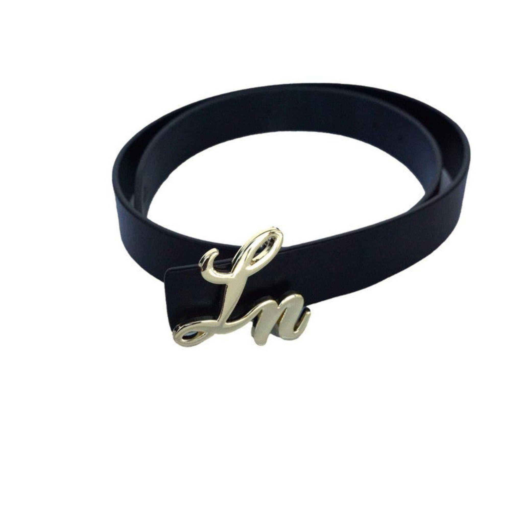 Laurice Noire LN Genuine Leather Logo Belt - Gold