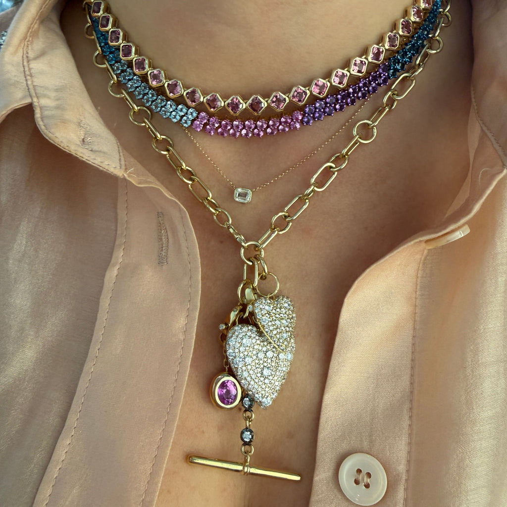 Mixed Gemstone Mesh Flexible Tennis Necklace