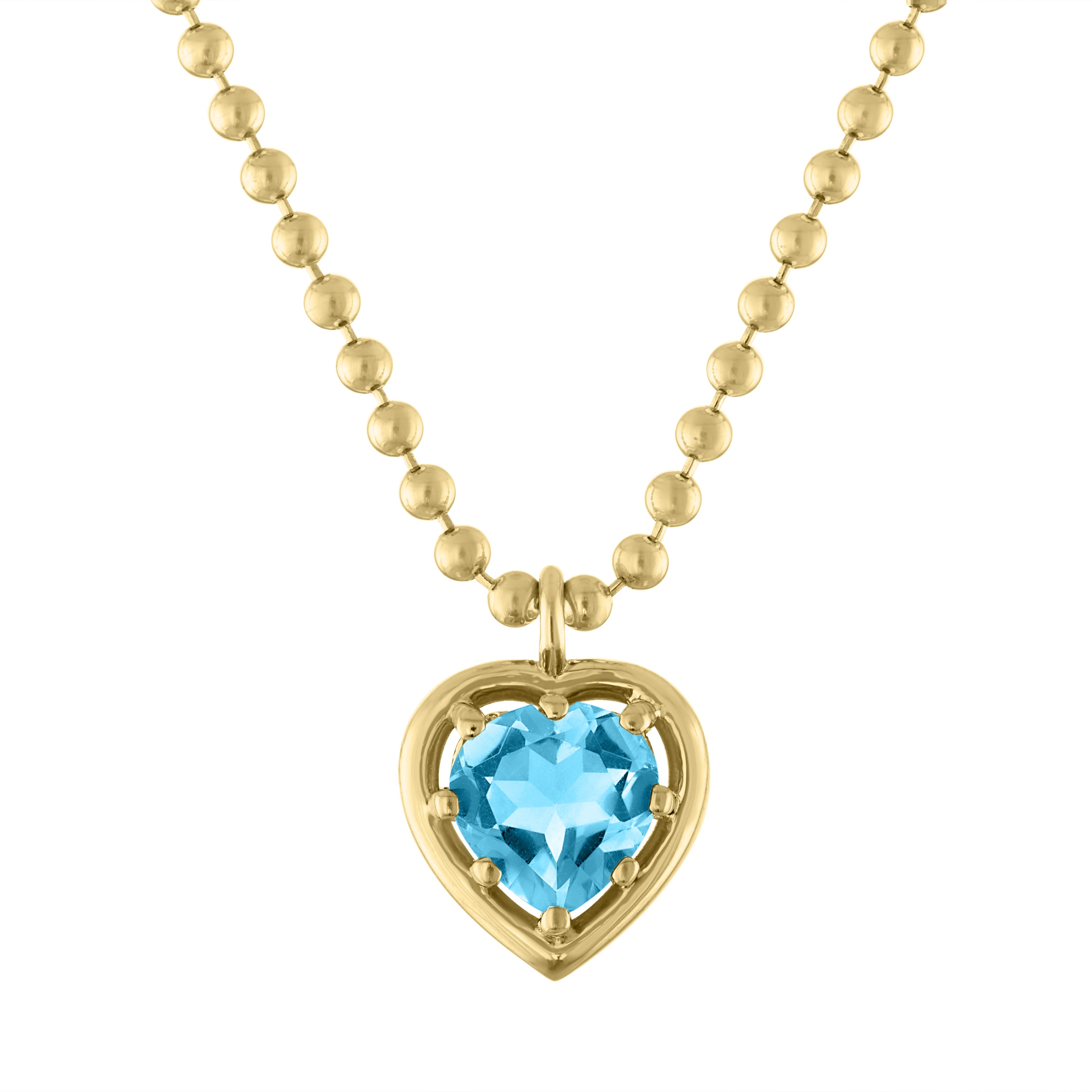 Cooper Ball Chain Gemstone Heart Necklace