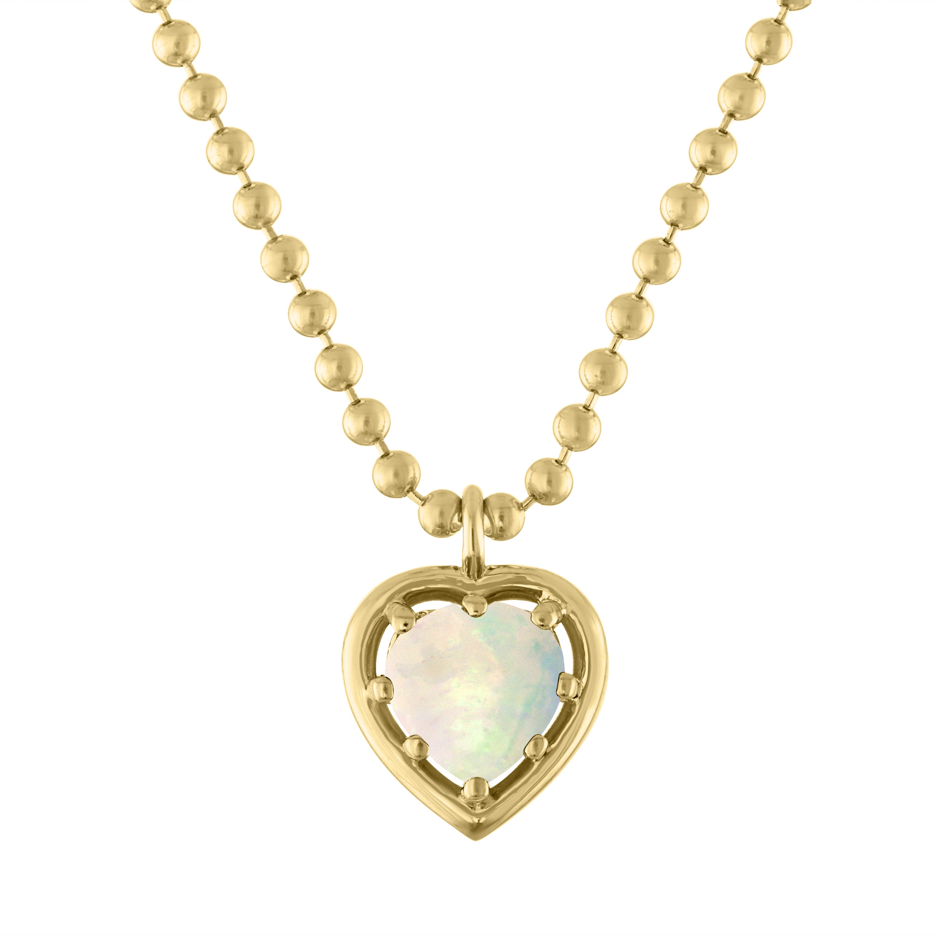 Cooper Ball Chain Gemstone Heart Necklace