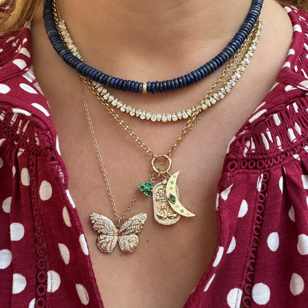 Alternating Diamond Pear Half Tennis Necklace