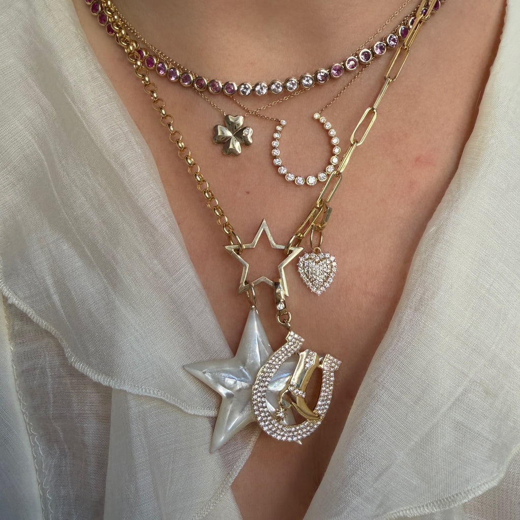 Bezel Set Ombre Pink or Blue Sapphire Tennis Necklace