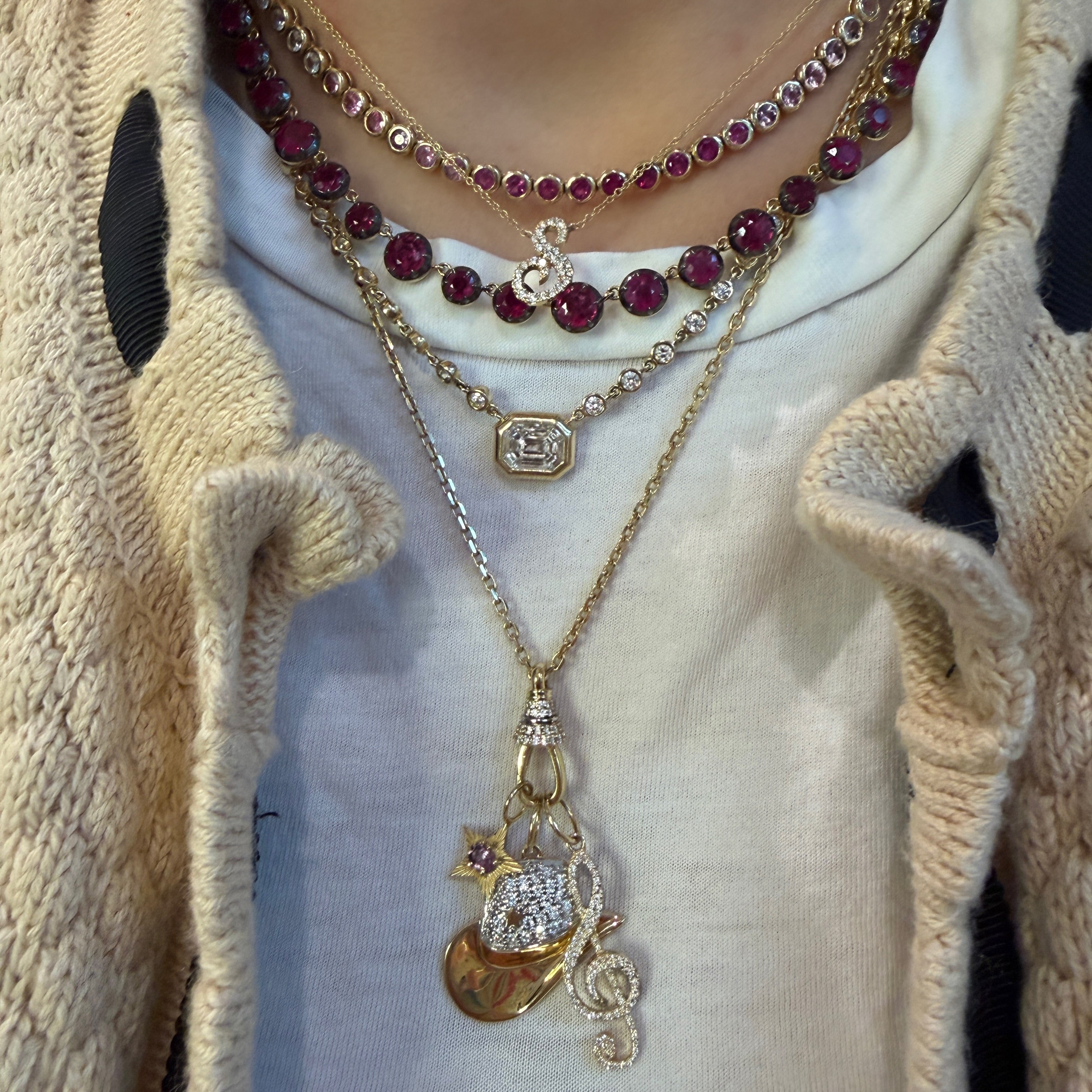 Bezel Set Ombre Pink or Blue Sapphire Tennis Necklace