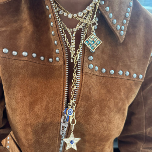 Amour Bezel Set Diamond Heart 1/2 Tennis Necklace