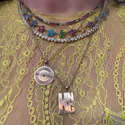 Alternating Bezel Set Diamond Pear Tennis Necklace