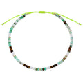 Chrysoprase, White Opal, & Tigers Eye Adjustable Beaded Necklace with Gold Beads