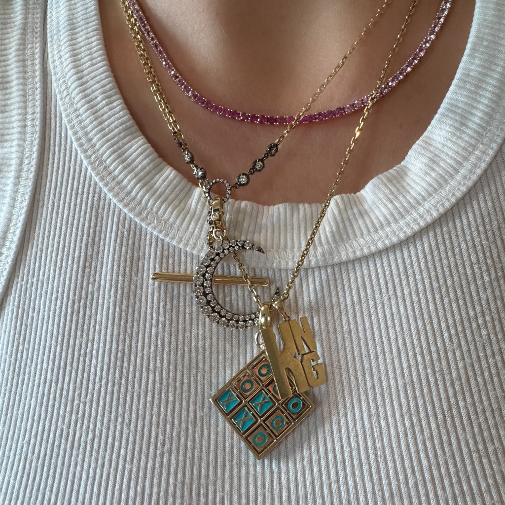 Diamond Toggle Chain Necklace with Black Rhodium